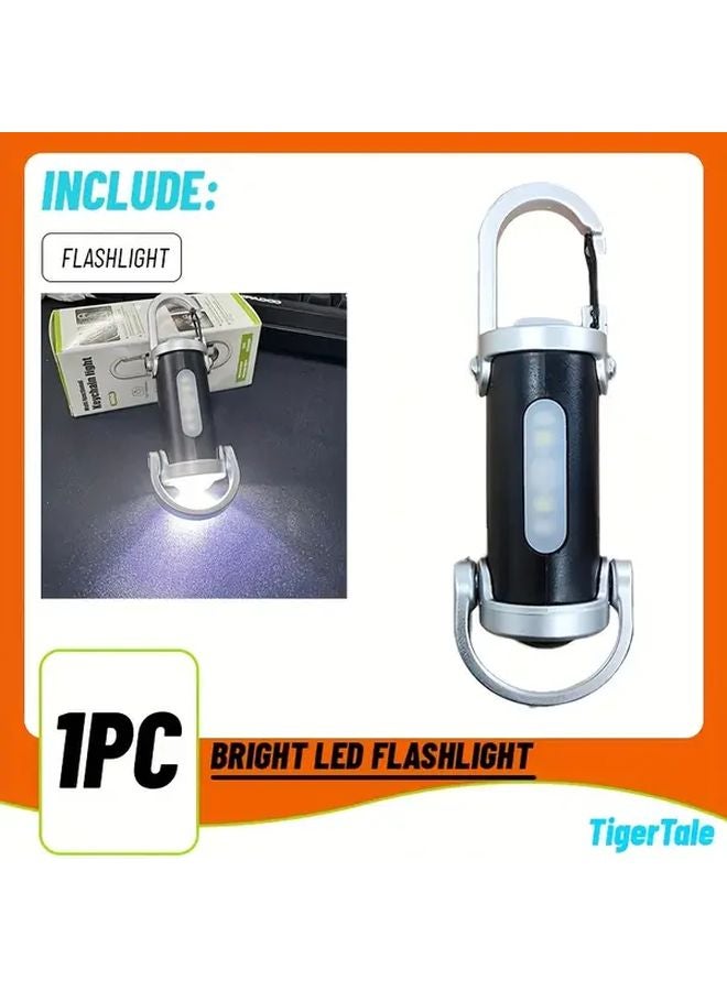 1pc Mini LED Flashlight USB Rechargeable 500 Lumens Dual Light Portable Keychain - Image 1