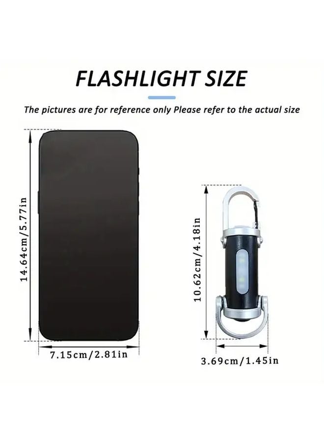 1pc Mini LED Flashlight USB Rechargeable 500 Lumens Dual Light Portable Keychain - Image 4