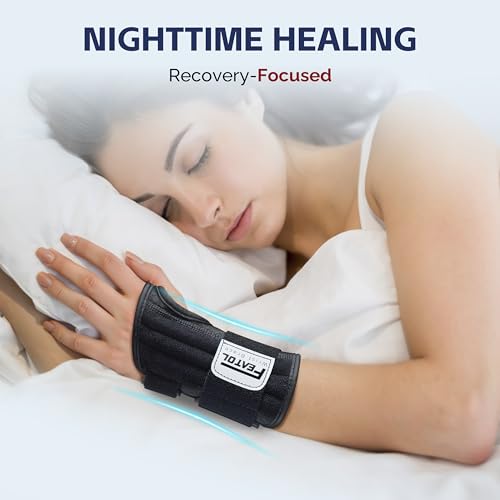 FEATOL 2 Pack Carpal Tunnel Wrist Brace For Work With Wrist Splint, 6.5'' Wrist Brace Night Support For Women Men, Pain Relief For Tendonitis, Arthritis, Pregnancy, Typing, Right and Left Hand, Medium - Image 3