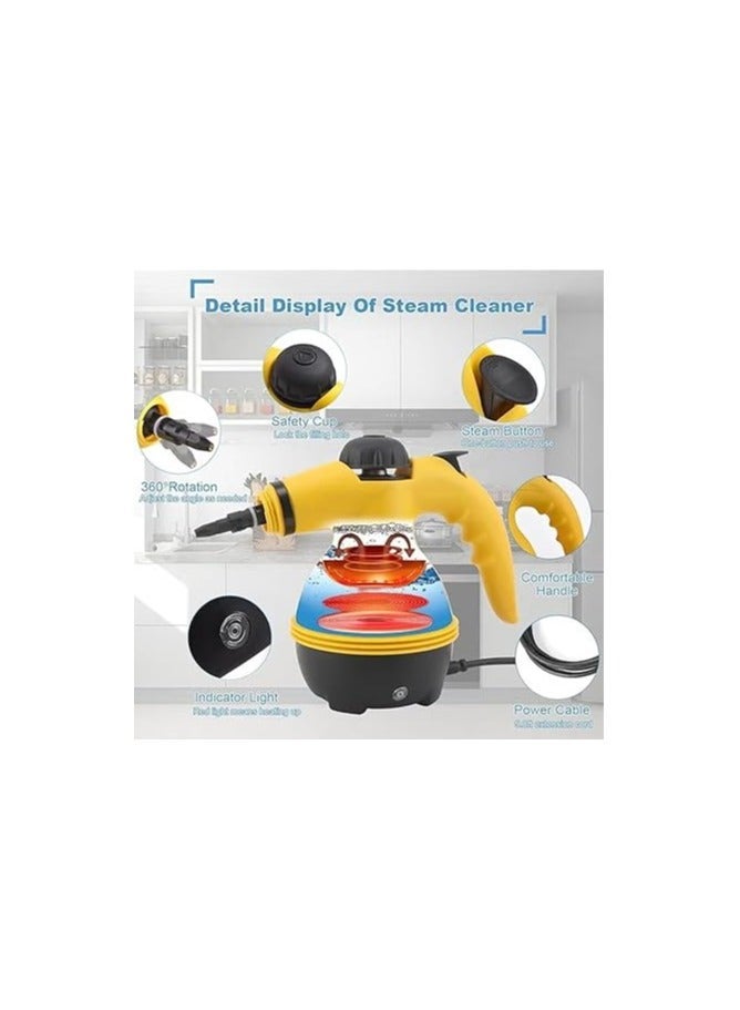 Denx High Pressure Handheld Steam Cleaner, Portable Mini Steam Cleaner for Home Kitchen, Multifunctional High Temperature Pressure Steam Cleaner Machine 1000 watts , 350ml Capacity with 9 Pcs Accessories for Kitchen,Batroom, Car, Window ,Yellow and White Colors - Image 4