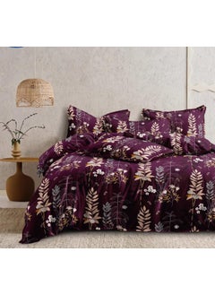 Laying Style Laying Style Glace Cotton Very Heavy Printed 1 Super King Size Elastic Fitted Bedsheet and 2 Pillow Covers Size108x108x10 Inch Pack of 3 