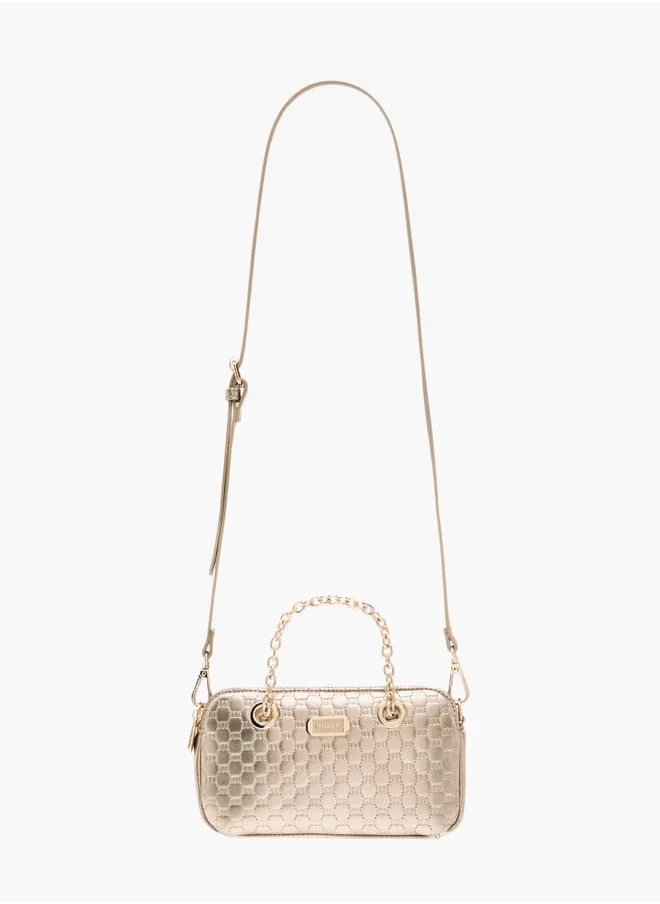 MISSY Women Logo Embossed Crossbody Bag with Detachable Strap and Zip Closure