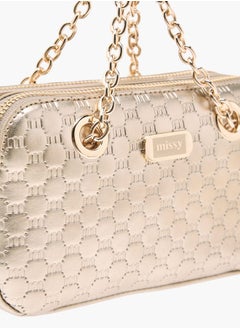 MISSY Women Logo Embossed Crossbody Bag with Detachable Strap and Zip Closure  - Image 3