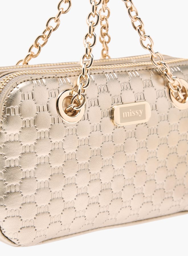 MISSY Women Logo Embossed Crossbody Bag with Detachable Strap and Zip Closure  - Image 3