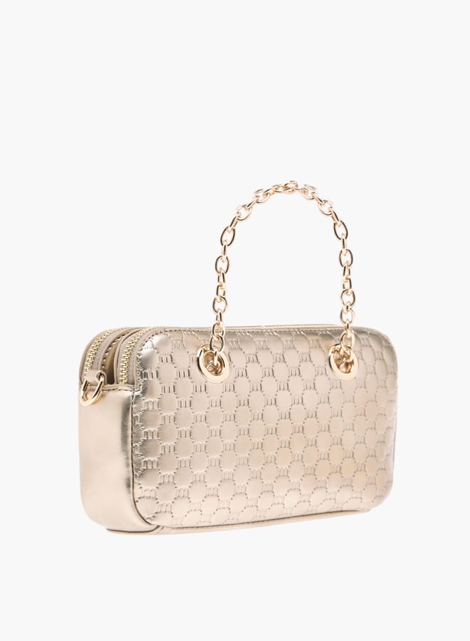 MISSY Women Logo Embossed Crossbody Bag with Detachable Strap and Zip Closure  - Image 4