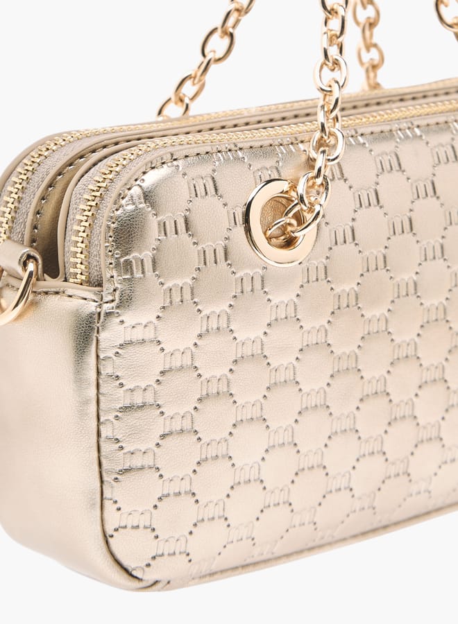 MISSY Women Logo Embossed Crossbody Bag with Detachable Strap and Zip Closure  - Image 5