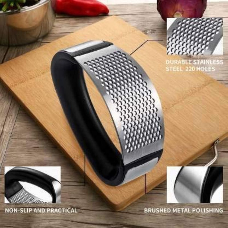 MultiFunction Manual Garlic Press Grinding Slicer Stainless Steel Garlic Mincer Crusher Peeler and Chopper with Handle Garlic Press Multicolor  - Image 4