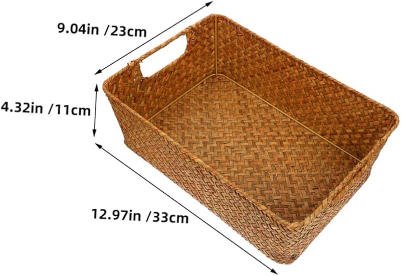 Seagrass Storage Basket Stackable Organizer For Kitchen Laundry Living Room - Image 3
