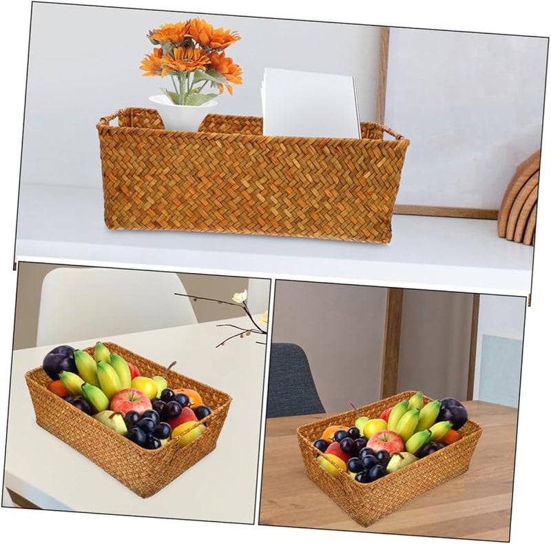 Seagrass Storage Basket Stackable Organizer For Kitchen Laundry Living Room - Image 4