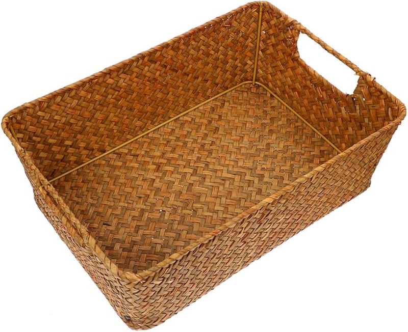 Seagrass Storage Basket Stackable Organizer For Kitchen Laundry Living Room - Image 1