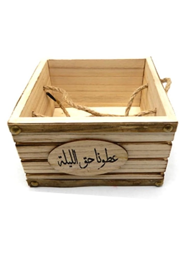 Generic Wooden Basket 15x15x9CM Versatile and Durable Rustic Design Ideal for Home Décor Storage Fruit Gift Presentation Craft Projects and Table Centerpieces  - Image 1