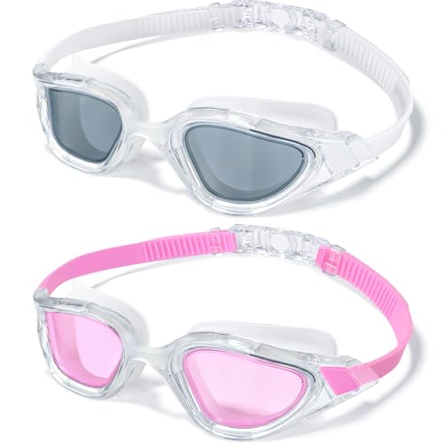 Keary 2 Pack Goggles Swimming Adult Swim Goggles for Men Women Swimming Goggles Youth Adults Anti-Fog Goggle Pool Open Water Glasses Waterproof UV Protection Clear Vision Swim with Case - Image 1