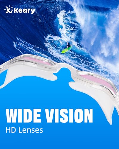 Keary 2 Pack Goggles Swimming Adult Swim Goggles for Men Women Swimming Goggles Youth Adults Anti-Fog Goggle Pool Open Water Glasses Waterproof UV Protection Clear Vision Swim with Case - Image 4
