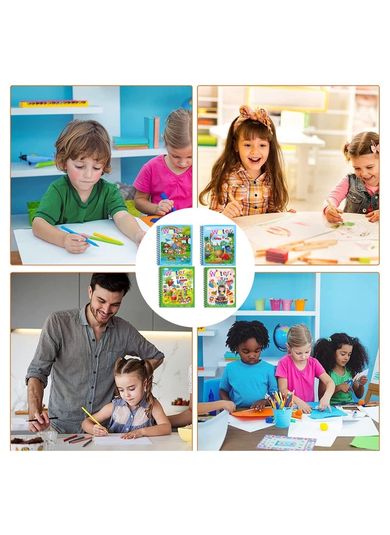 كاست ويف كتاب رسم ألوان مائية كتاب سحر ألوان مائية للأطفال الصغار يمكن إعادة استخدامها لرسم كتاب لون يونيكورن الكرتون الفتيان والفتيات التعليم والتعلم لعبة هدية ( حزمة 4 )  - Image 3
