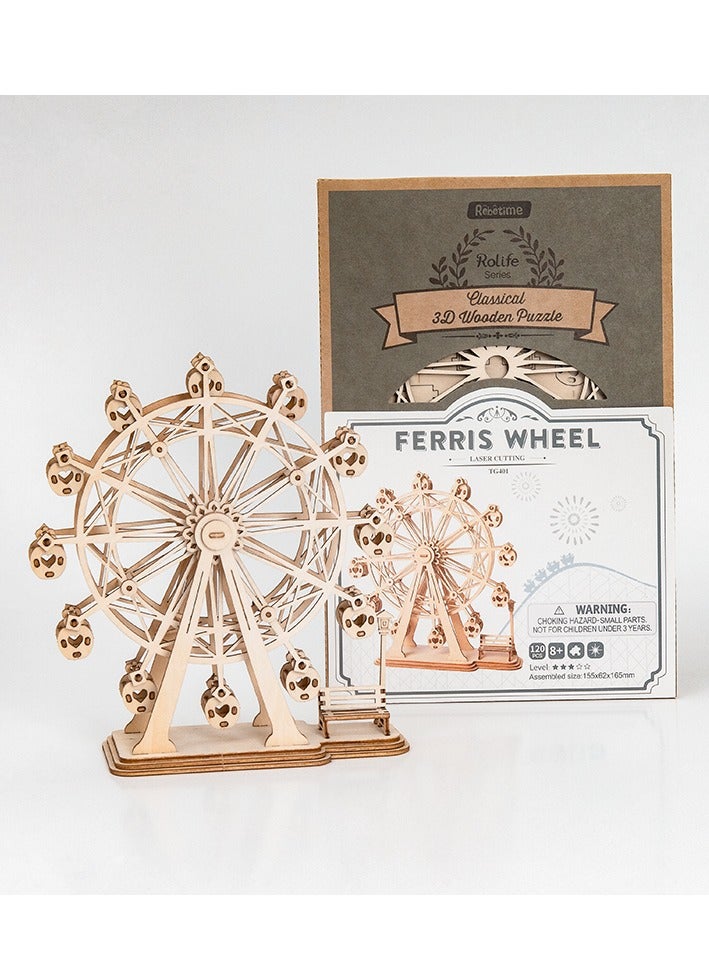 Rolife Rolife Ferris Wheel TG401, Assembly Brain Teaser 3D Wooden Puzzle DIY Build Model Crafts Kits, Unique Home Decor Birthday Gifts for Teens or Adults - Image 3