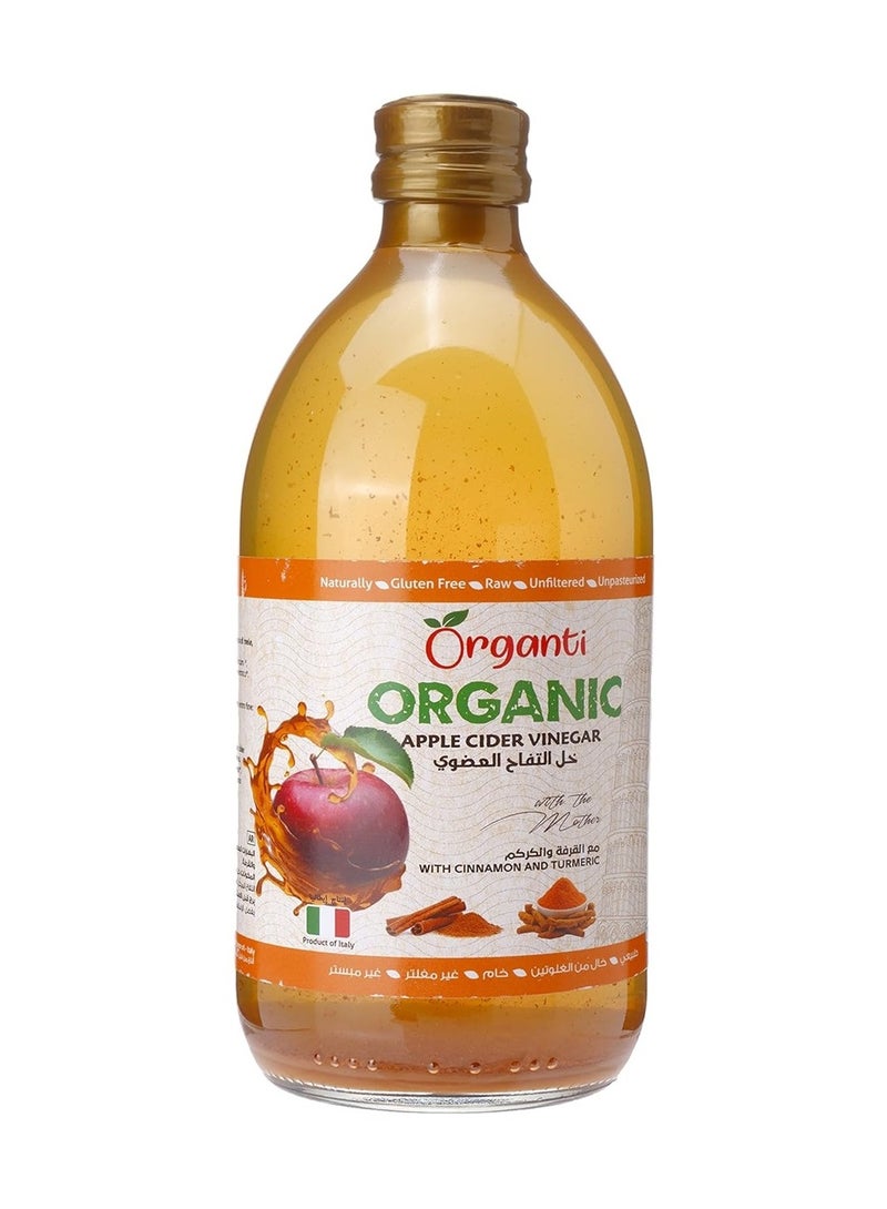 Organti Organic Apple Cider Vinegar With Cinnamon And Turmeric 500ml  - Image 1