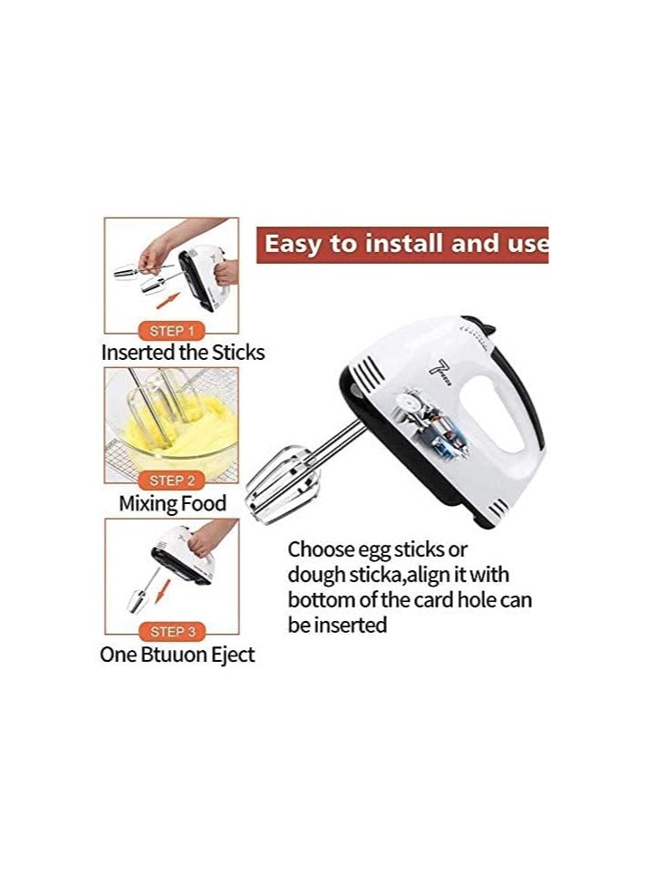 Portable Electric Hand Mixer 7 Speed ​​Egg Beater Includes 4 Stainless Steel Stirring Tools Suitable for Cream and Cake Mixing - Image 5