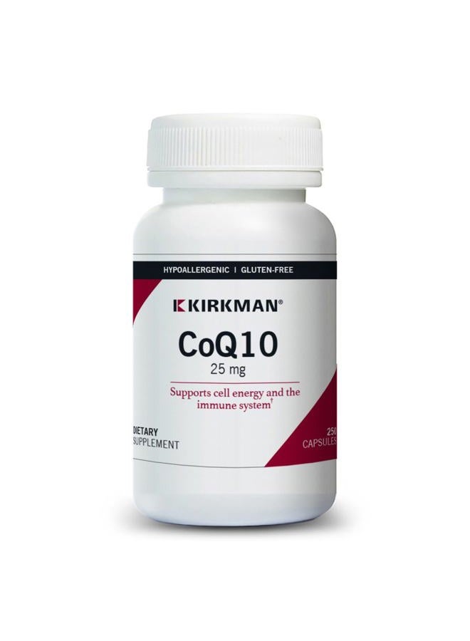 Kirkman Coenzyme Q10 25 mg - Hypoallergenic || 250 Vegetarian Capsules || CoQ10 || Supports Immune System || Gluten and Casein Free || Capsules are Plant Based - Image 1