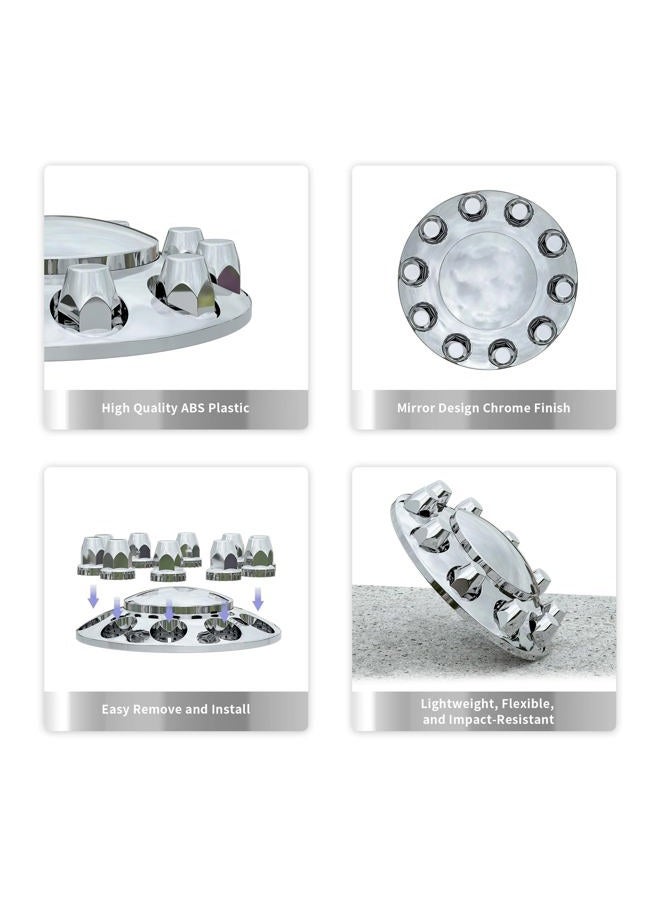 FLYCLE Front Axle Wheel Cover for Semi Truck Chrome ABS Plastic with 33mm Screw-On Dome Lug Nut Covers,2 Front Axle Wheel Covers Hubcap - Image 2
