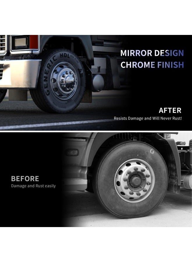 FLYCLE Front Axle Wheel Cover for Semi Truck Chrome ABS Plastic with 33mm Screw-On Dome Lug Nut Covers,2 Front Axle Wheel Covers Hubcap - Image 3