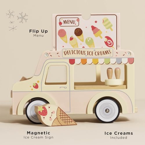 Le Toy Van - Wooden Doll House Dolly Ice Cream Van Play Set for Dolls Houses | Daisylane Dolls House Furniture Sets - Suitable for Ages 3+ - Image 2