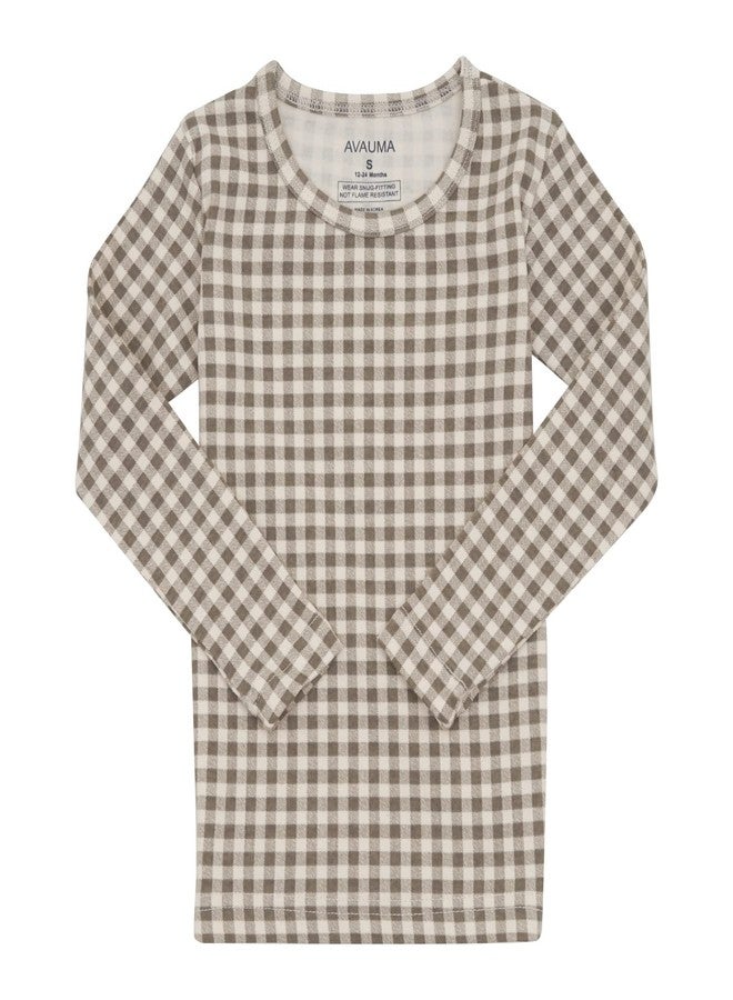 AVAUMA Baby Boys Girls Pajama Set 6M-7T Kids Cute Toddler Snug fit Pattern Design Pjs Cotton Sleepwear (Check_Beige L) - Image 2
