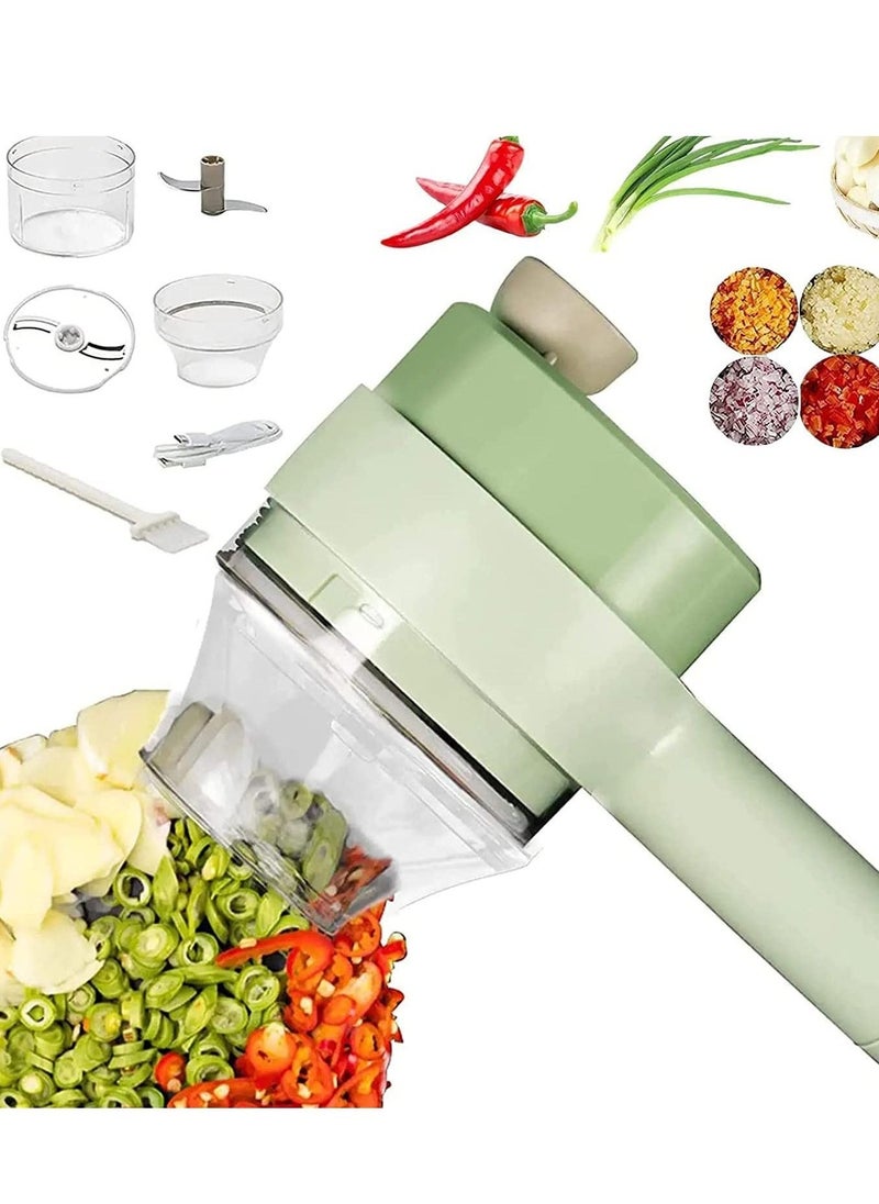 بيوينتي 4 in 1 Handheld Electric Vegetable Cutter Set Kitchen Tool Garlic Chilli Pepper Onion Celery Ginger Meat With Brush  - Image 1