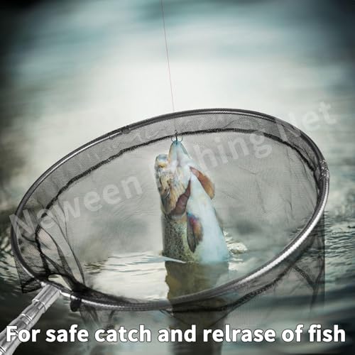 Neween Fishing Net Foldable Collapsible Telescopic Fish Landing Net Durable Nylon Material Mesh Landing Net for Easy Catching or Releasing for Trout Extend to 3260 Inches - Image 3
