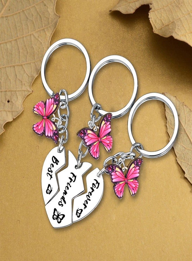 Waeceip Best Friend Keychain for 3 Pcs Friendship Matching Keychain for Best Friends Birthday Gifts for Women Friends Besties Sister Long Distance Gifts Butterfly Charm Keychains Friendship Jewelry Gift - Image 3