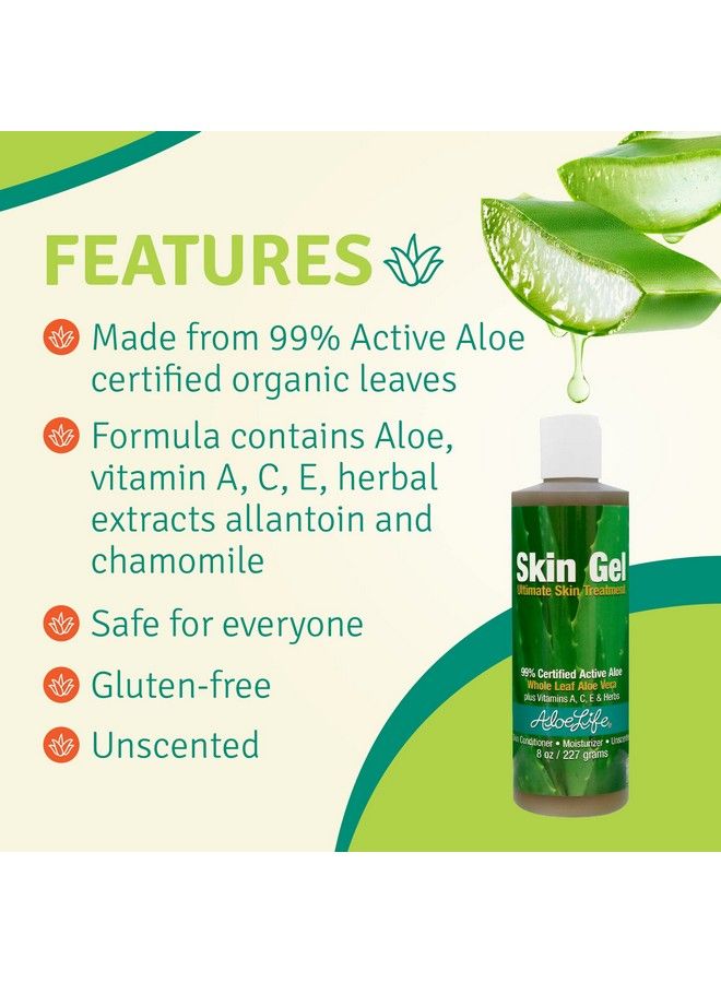 Aloe Life Skin Gel & Herbs Ultimate Skin Treatment 99% Certified Organic Whole Leaf Aloe Vera Vitamins C A & E Headtotoe Skin Care Support For The Whole Family Fragrancefree (8 Oz)  - Image 5