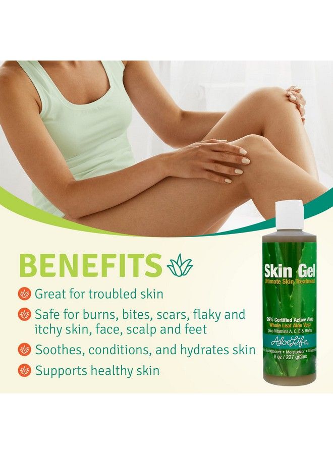Aloe Life Skin Gel & Herbs Ultimate Skin Treatment 99% Certified Organic Whole Leaf Aloe Vera Vitamins C A & E Headtotoe Skin Care Support For The Whole Family Fragrancefree (8 Oz)  - Image 4