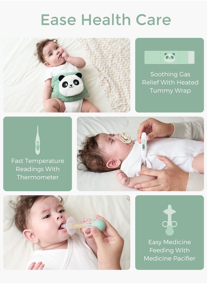 Momcozy Elite Baby Kit, Premium Baby Shower & First Equipment Kit, for Care & Health & Cleaning, Electric Nail File & Nasal Aspirator, Heat Belt, Thermometer, Bath Brush, Teething Ring, Bag  - Image 5