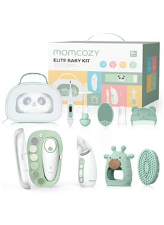 Momcozy Elite Baby Kit, Premium Baby Shower & First Equipment Kit, for Care & Health & Cleaning, Electric Nail File & Nasal Aspirator, Heat Belt, Thermometer, Bath Brush, Teething Ring, Bag  - Image 1