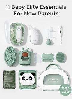 Momcozy Elite Baby Kit, Premium Baby Shower & First Equipment Kit, for Care & Health & Cleaning, Electric Nail File & Nasal Aspirator, Heat Belt, Thermometer, Bath Brush, Teething Ring, Bag  - Image 2