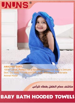 UNUNS Baby Hooded Towel,Soft Cotton Elephant Bathrobe Towel For Toddler Boy Girls,Super Absorbent Washcloth,Hooded Bathing Towel,Machine Washable Towel,Keeps Your Baby Warm And Cosy,Blue Elephant  - Image 4