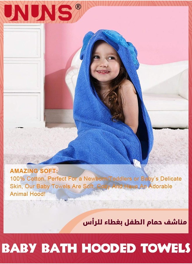 UNUNS Baby Hooded Towel,Soft Cotton Elephant Bathrobe Towel For Toddler Boy Girls,Super Absorbent Washcloth,Hooded Bathing Towel,Machine Washable Towel,Keeps Your Baby Warm And Cosy,Blue Elephant  - Image 4