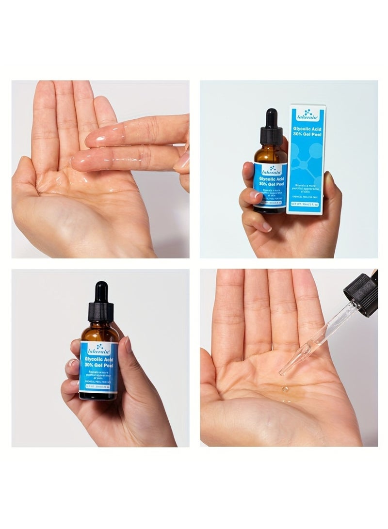 lakerain Glycolic Acid 30% Gel Peel Lactic Acid Aloe Vera Facial Serum Face Peel for Acne Scars Collagen Boost Wrinkles Fine Lines Glycolic Acid Toner Skin Moisturizing Oil 30ml  - Image 4