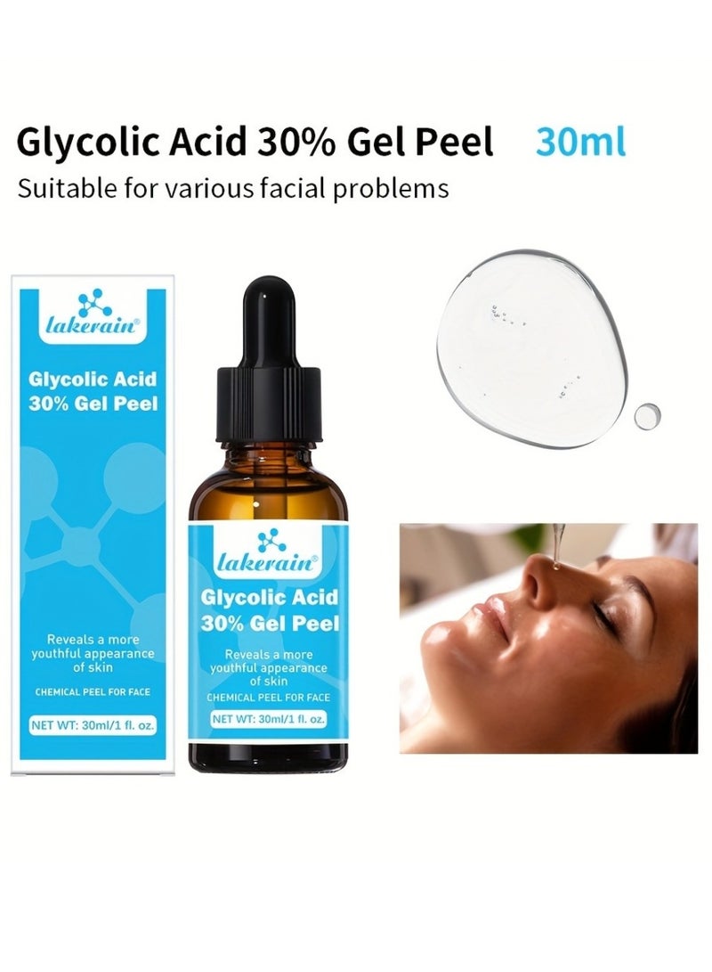 lakerain Glycolic Acid 30% Gel Peel Lactic Acid Aloe Vera Facial Serum Face Peel for Acne Scars Collagen Boost Wrinkles Fine Lines Glycolic Acid Toner Skin Moisturizing Oil 30ml  - Image 5