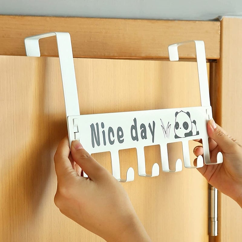 Epsilon Over Door Hanger Hooks 1 Pcs Door Hook Hangers for Hanging Clothes in Bathroom and Kitchen 6 Hooks Strong Metal Over The Door Hooks Hanger for Home 1 Pcs White - Image 5