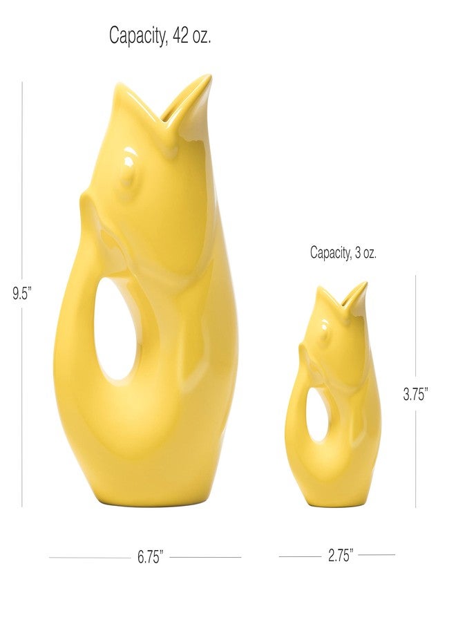 Gurgle Pot Sunflower Gurgle Pot - Set of 2, French Inspired Design, Large Pitcher 42 oz with matching Creamer, the perfect Indoor or outdoor tableware , White, Fluid Ounces and 3 - Image 3