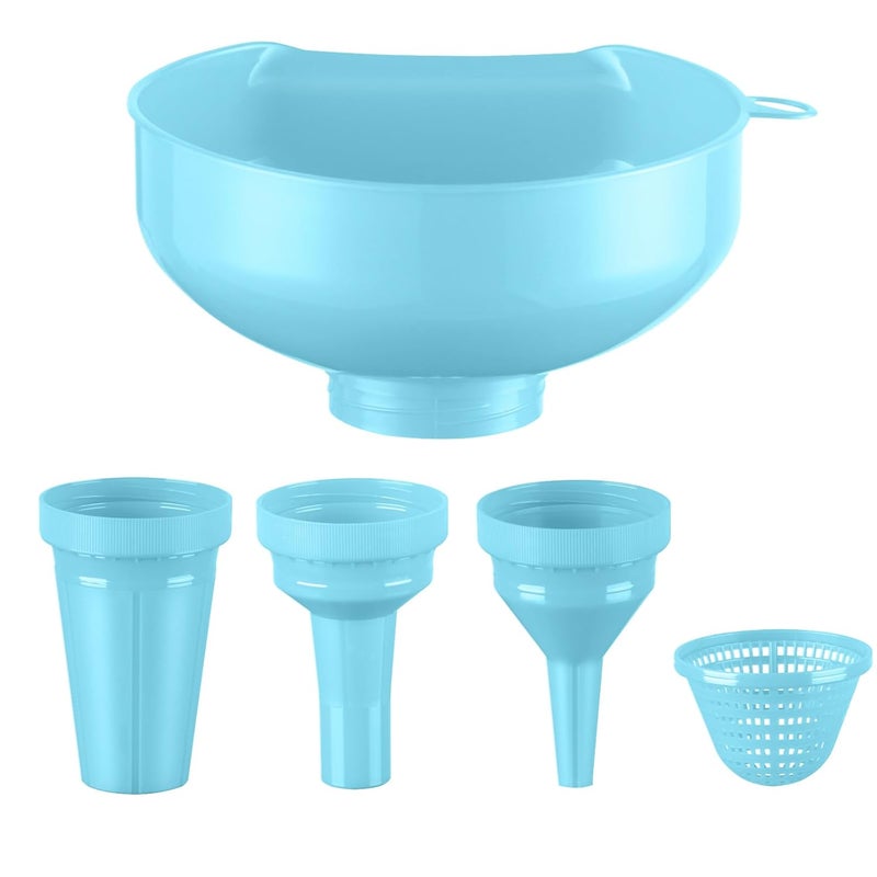 Pisol Wide Mouth Funnels for Kitchen Use, Versatile Food Grade Funnels for Filling Bottles, Plastic Cooking Funnel Set with Strainer, Large Long Neck Funnel for Canning, Mason Jar, Shampoo, Liquids - Image 1