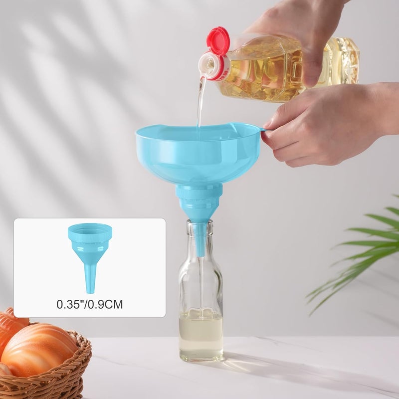 Pisol Wide Mouth Funnels for Kitchen Use, Versatile Food Grade Funnels for Filling Bottles, Plastic Cooking Funnel Set with Strainer, Large Long Neck Funnel for Canning, Mason Jar, Shampoo, Liquids - Image 5
