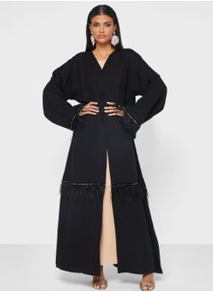 hayas closet Lace Feather Detail Abaya  - Image 5