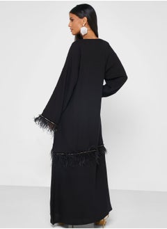 hayas closet Lace Feather Detail Abaya  - Image 2