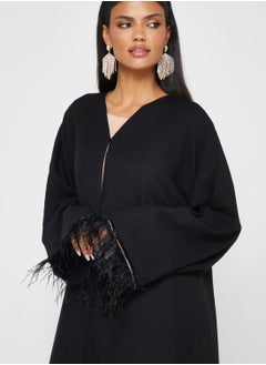 hayas closet Lace Feather Detail Abaya  - Image 3