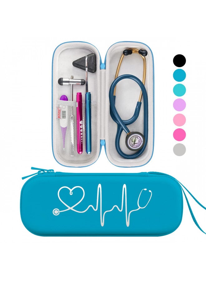 BOVKE Travel Carrying Case Compatible with 3M Littmann Classic III, Lightweight II S.E, MDF Acoustica Deluxe Stethoscopes, Extra Room for Medical Scissors EMT Trauma Shears LED Penlight, Turquoise - Image 1