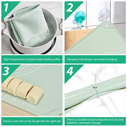 EuChoiz Silicone Pastry Mat 28"*20" Extra Thick Non Stick Baking Mat Food Grade Silicone Dough Rolling Bake Mat with Edge Heightening Green - Image 5