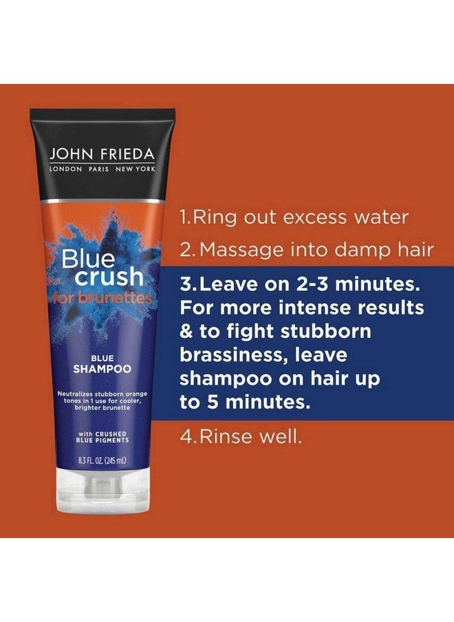 John Frieda - Blue Crush Blue Shampoo For Brunettes Crush Brassy Hair Tones For Brunettes 8.3 Oz (2 Pack) - Image 1