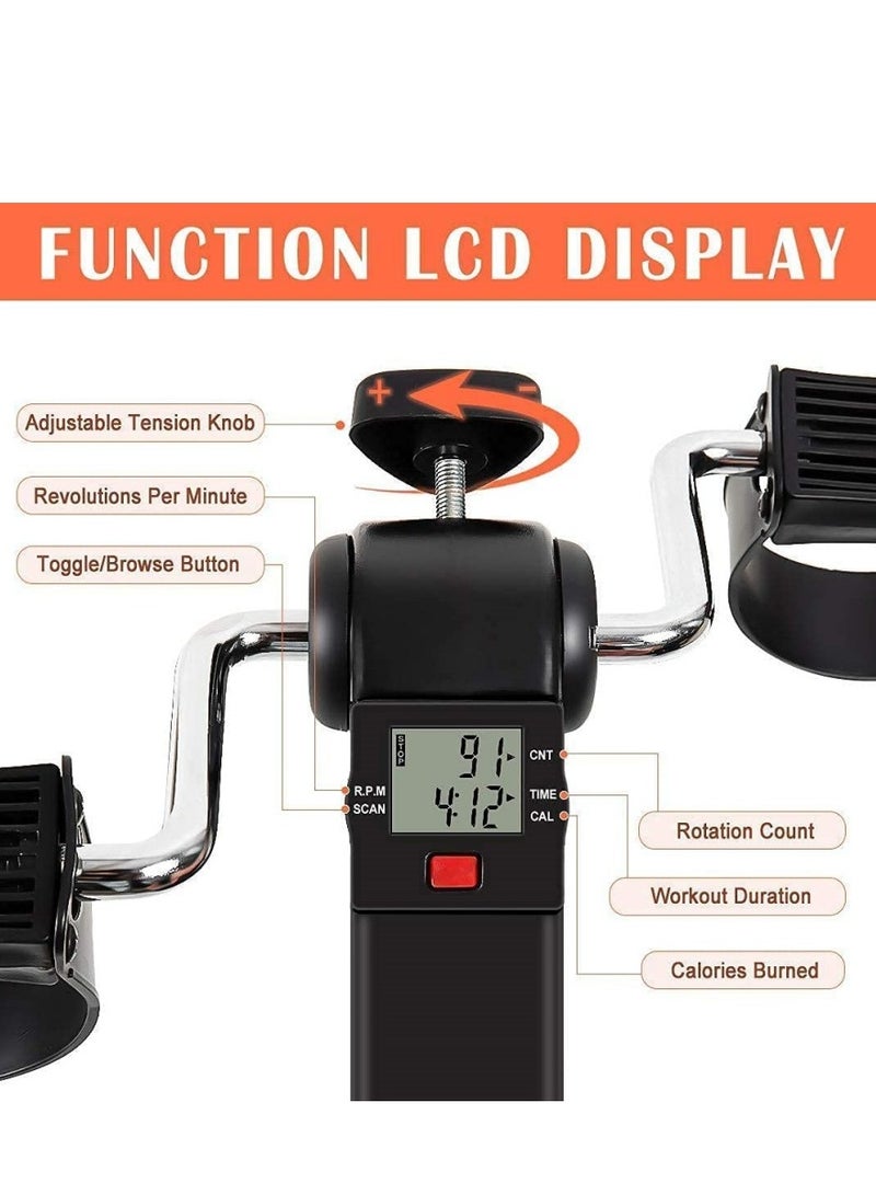 Folding Pedal Exerciser, Mini Exercise Bike Under Desk Bike Foot Pedal Exerciser, Foot Hand Cycle Portable Peddler Machine Bicycle Exerciser Arm Leg Exerciser While Sitting - Image 4