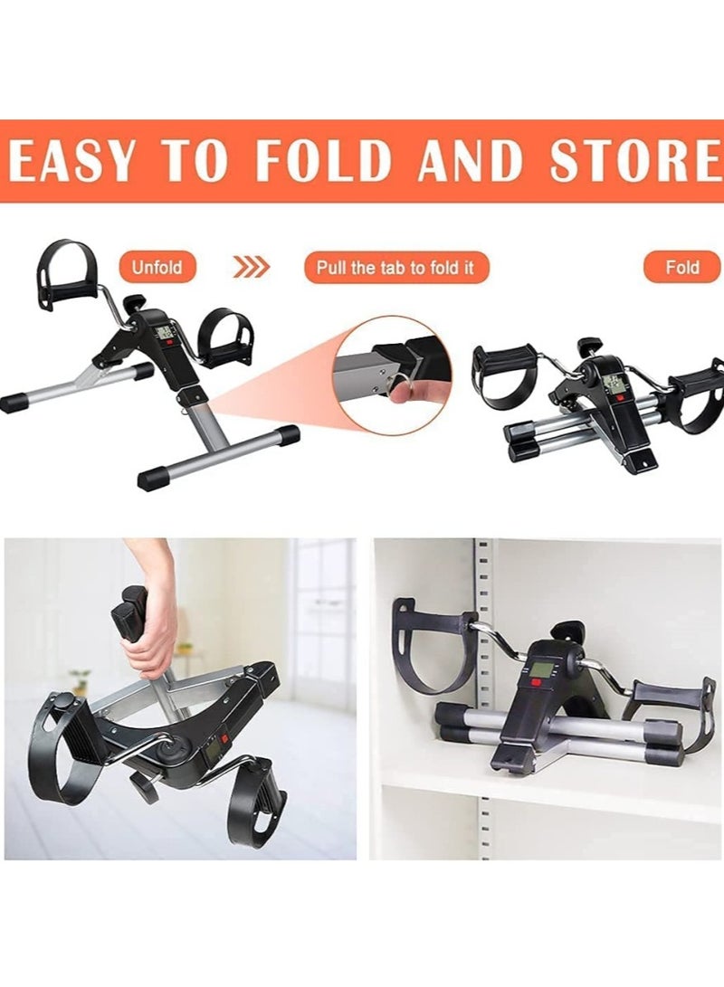 Folding Pedal Exerciser, Mini Exercise Bike Under Desk Bike Foot Pedal Exerciser, Foot Hand Cycle Portable Peddler Machine Bicycle Exerciser Arm Leg Exerciser While Sitting - Image 5